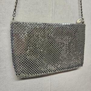 Silver Metal Mesh Chainmail Crossbody Bag Purse Y2K Vintage Style Evening Glam